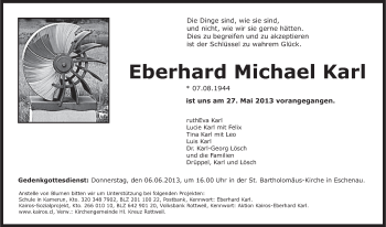 Traueranzeige von Eberhard Michael Karl von Pegnitz-Zeitung